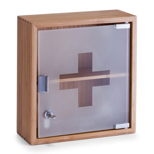 13594 armoire à pharmacie bambou et verre 29x12...