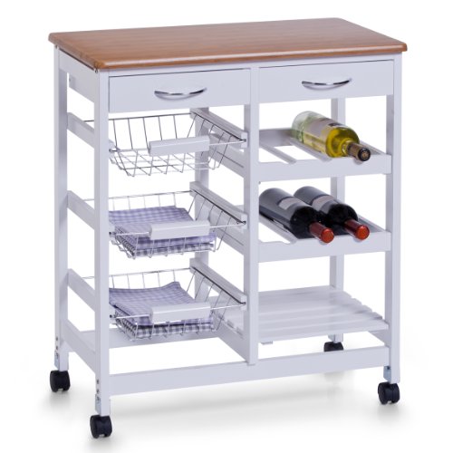 13774 desserte de cuisine en mdf blanc/bambou 6...