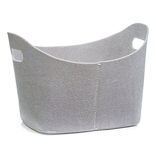 14305 panier ovale feutre taupe 31,5 x 19 x 21 cm