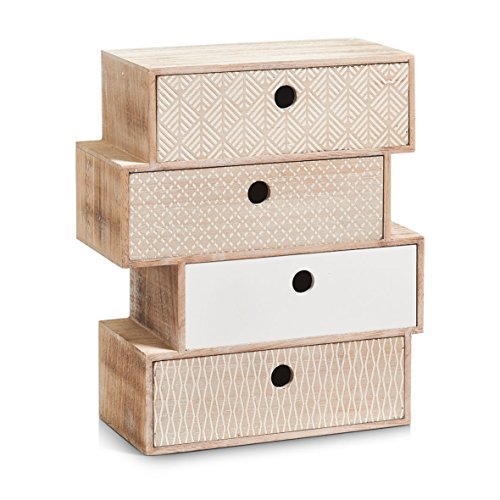 Zeller 15112 tiroirs nordic, lot de 4, bois/mdf, naturel, 34 x 15 x 40 cm code EAN 4003368151120 