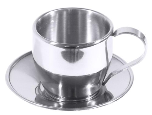 Tasse à café en inox 0,18 l avec soucoupe