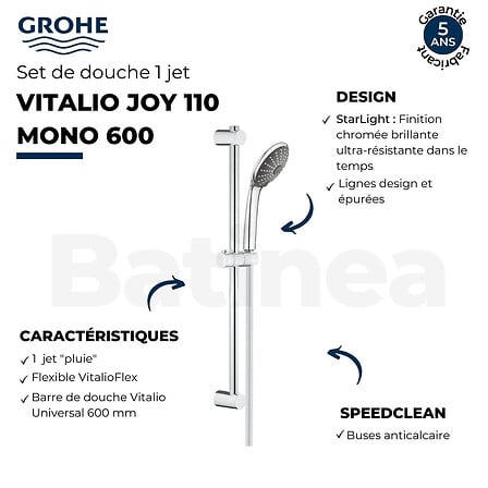 Set de douche Vitalio Joy 110 Mono 600 Quickfix