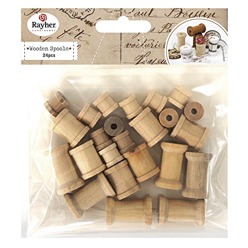 Bobines en bois clair - 3 tailles - 24 pièces -...