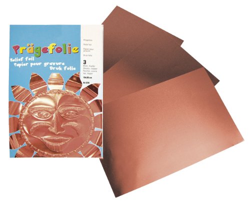 Métal à repousser couleur cuivre 3 feuilles