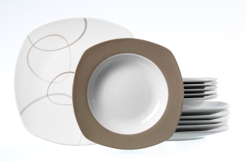 595208 alina marron service de table 12 pièces
