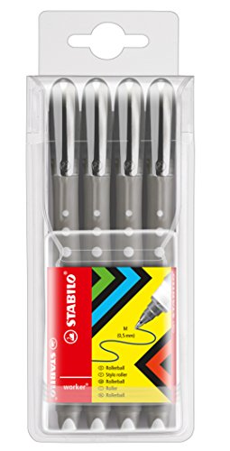 Lot de 4 stylos roller worker (noir)