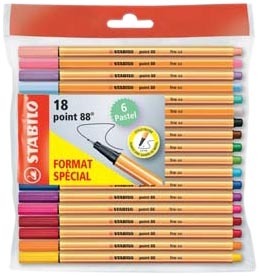 18 FEUTRES D’ÉCRITURE “POINT 88”