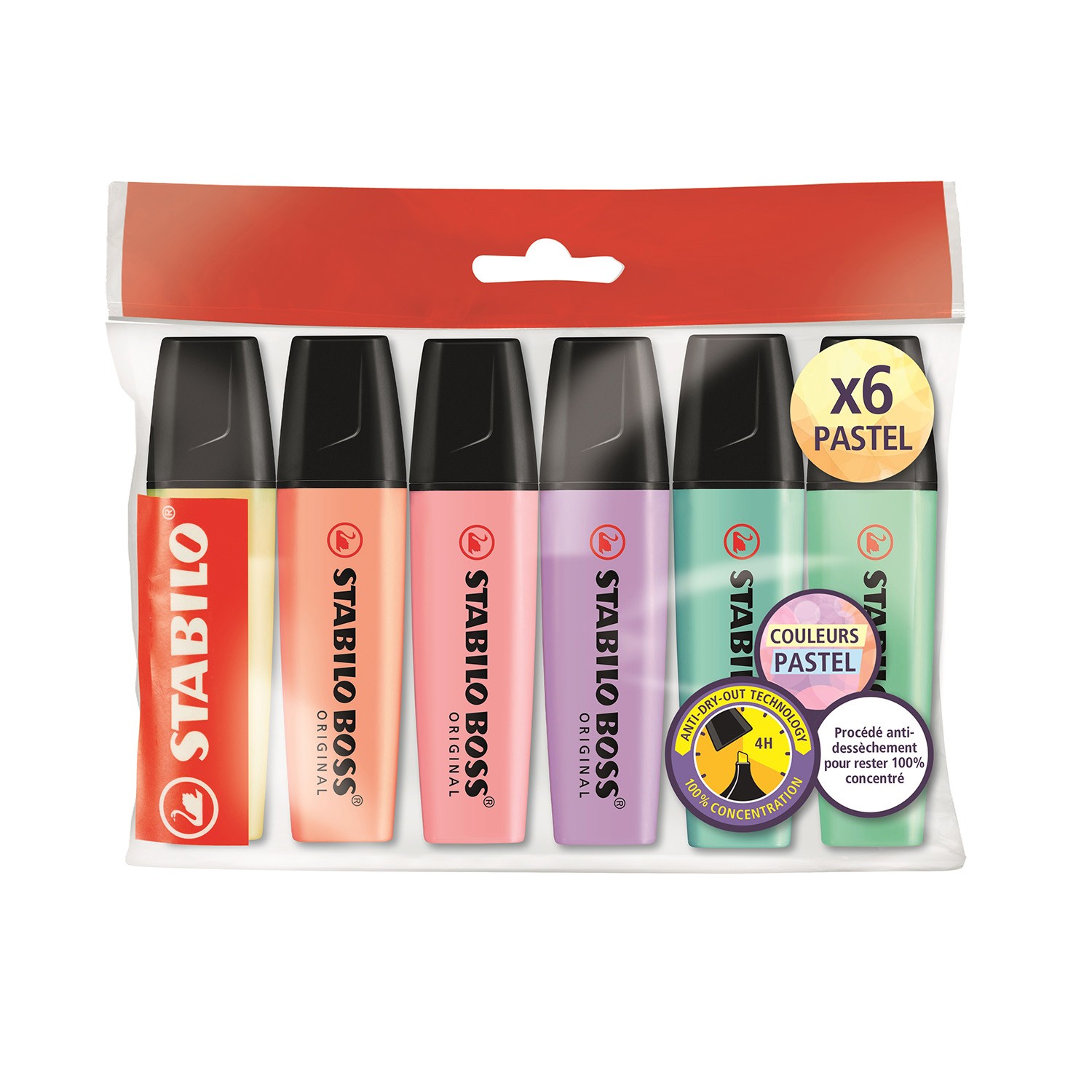 STABILO Surligneurs X6 Ecopack boss original pastel STABILO code EAN 4006381494809 