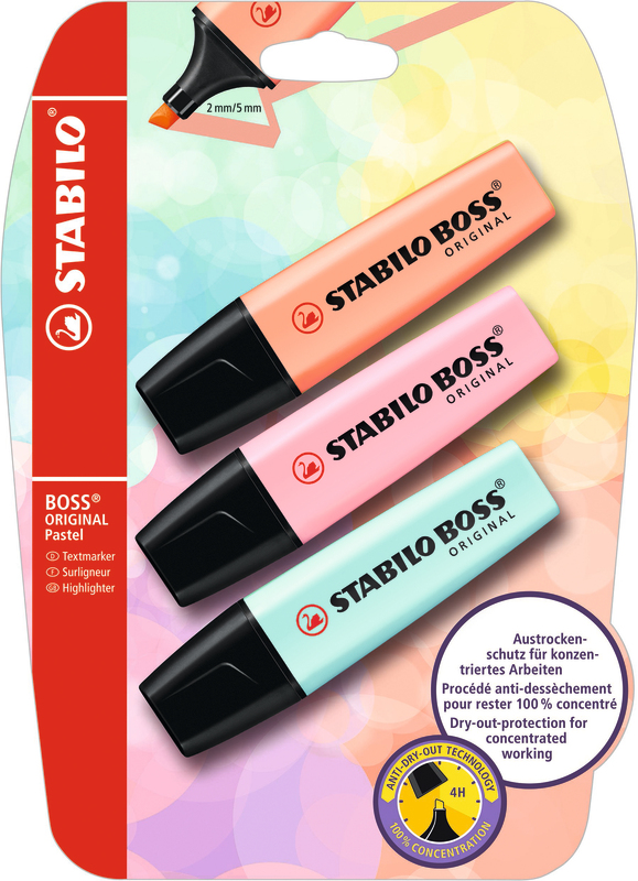 3 SURLIGNEURS BOSS ORIGINAL PASTEL STABILO