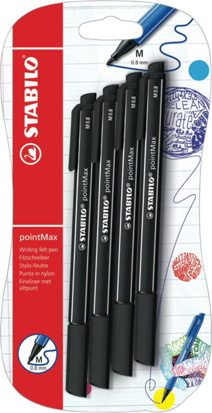 STABILO 4 STYLOS-FEUTRES POINT MAX NOIR 
STABILO code EAN 4006381519717 