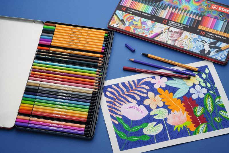 BOITE MÉTAL 36 FEUTRES ET CRAYONS ARTY STABILO