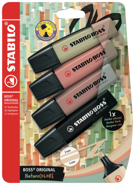 STABILO 4 SURLIGNEURS BOSS ORIGINAL NATURECOLORS 
 code EAN 4006381603119 