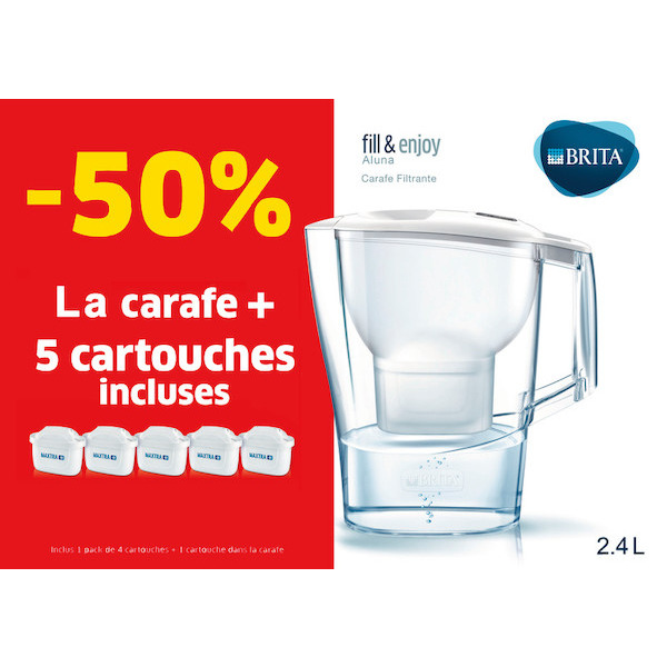 Carafe Aluna blanche + 5 cartouches Maxtra+