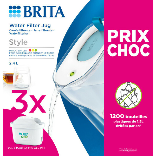 Carafe filtrante STYLE bleue 3 mois MAXTRA PRO ...