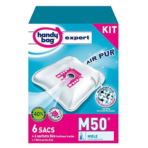 Melitta Handy bag expert - kit 6 sacs aspirateurs m50  + 6 sachets deo deo perles fraîcheur fruitée/1 filtre sortie d'air/ miele pacific power/ packett power/ s7001 code EAN 4006508216765 