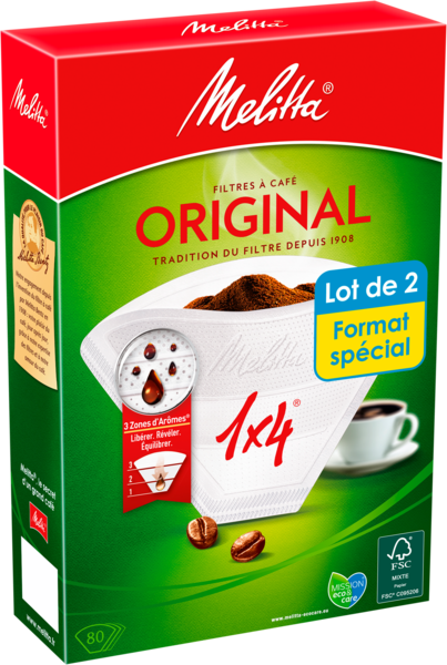 LOT DE 2 X 80 FILTRES A CAFE 1X4 BLANC
