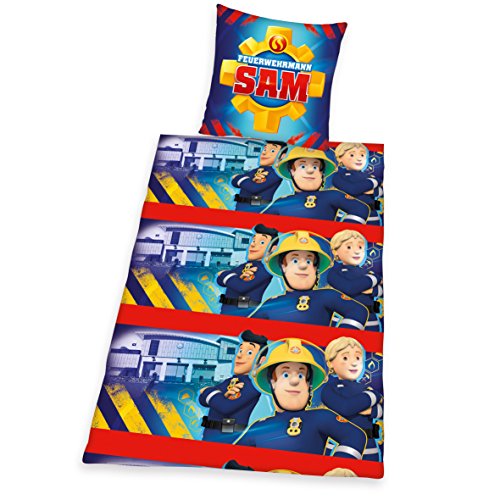 Parure de lit pour enfant pompier sam, en flane...