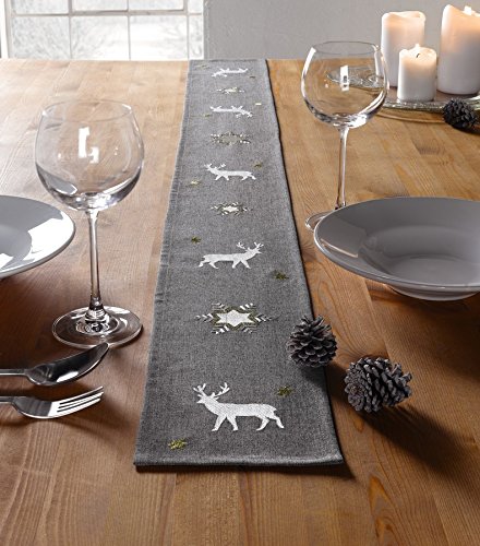 Winter chemin de table gris 14 x 160 cm