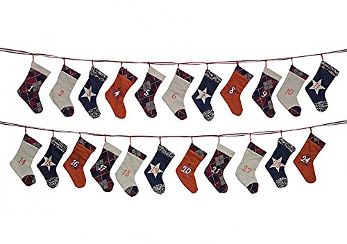 G. Wurm Calendrier de l'Avent à remplir en tissu - Chaussettes de Sachet 260 cm Guirlandes de Noël avec calendrier de l'avent - Calendrier de Noël pour enfants & Adultes - Calendrier de cadeau comme décoration de Noël - Noël code EAN 4007698199029 