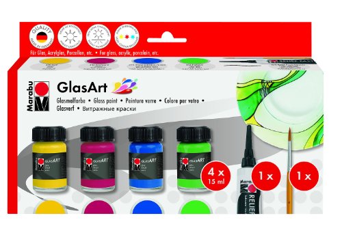 Glas art assortiment - rouge carmin, vert clair...