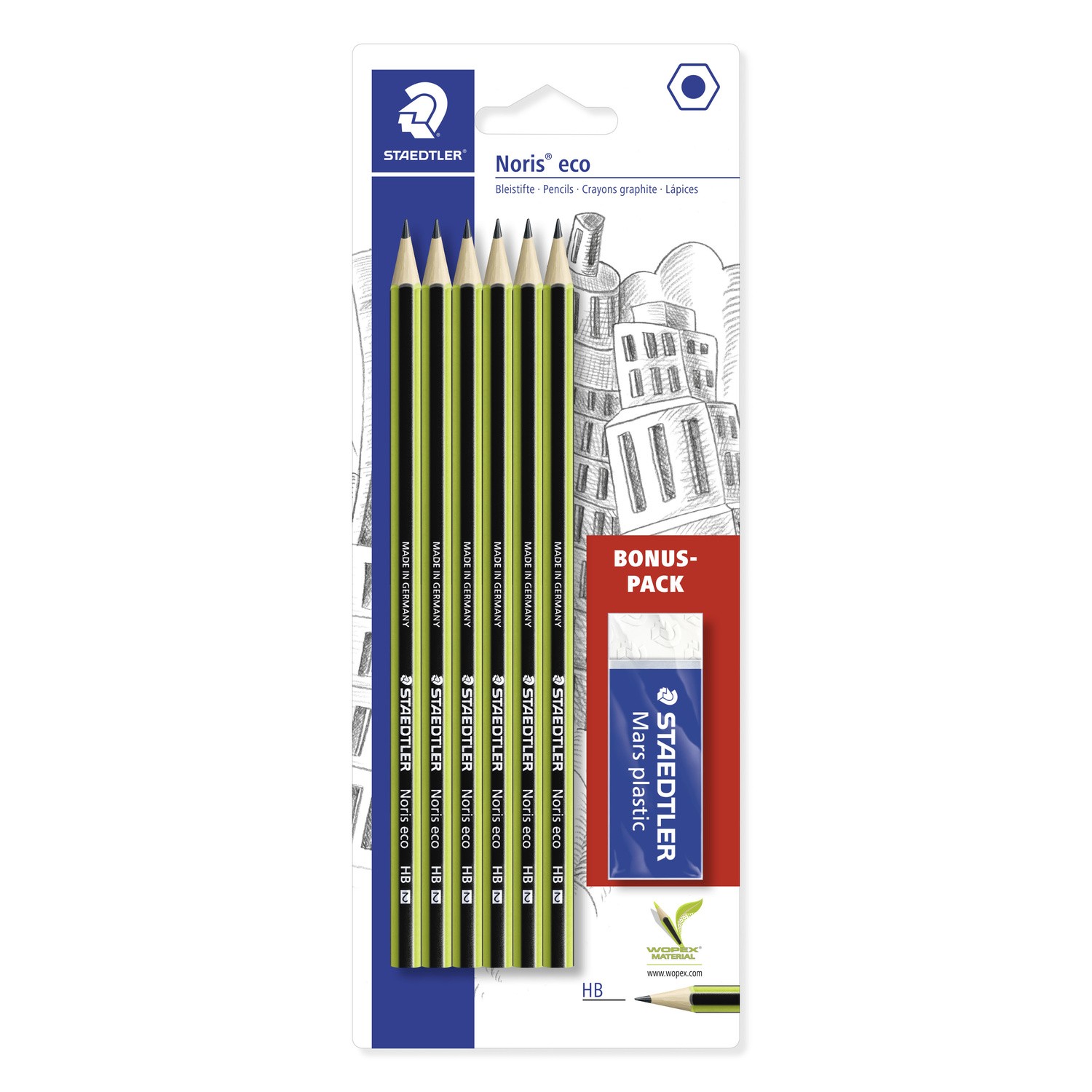 Crayons HB  x6 + 1 gomme mars plastic offerte S...