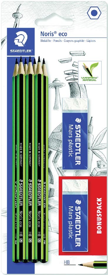 7 CRAYONS HB + 2 GOMMES