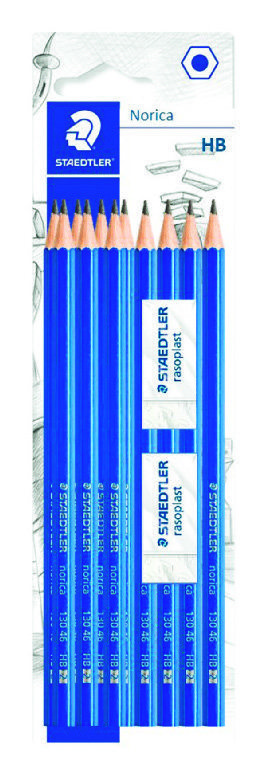 10 CRAYONS HB + 2 GOMMES