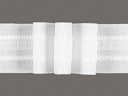 3 Plis Avec Ruban fronceur 26 mm de large, blan...