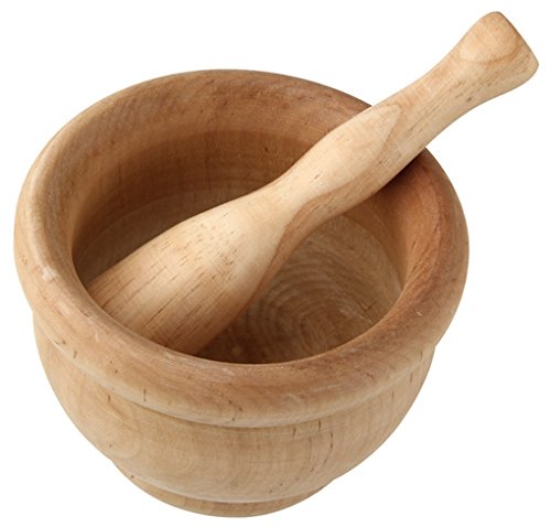 Mortier avec pilon en bois - 13 x 10 cm - marron
