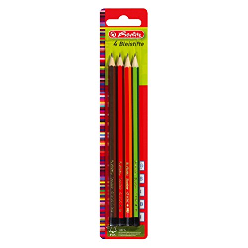 HERLITZ Lot de 4 crayons papier, hexagonal, ass...