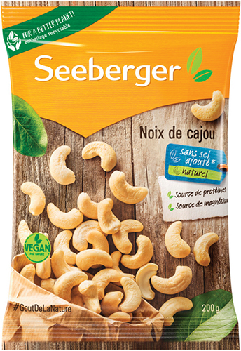 SeEBERGER NOIX DE CAJOU
SANS SEL AJOUTÉ code EAN 4008258107010 