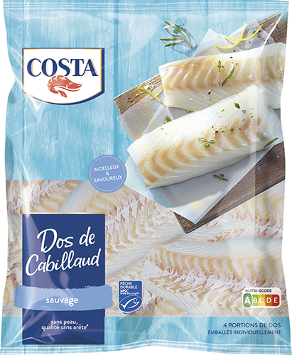 DOS DE CABILLAUD SAUVAGES SURGELÉS MSC