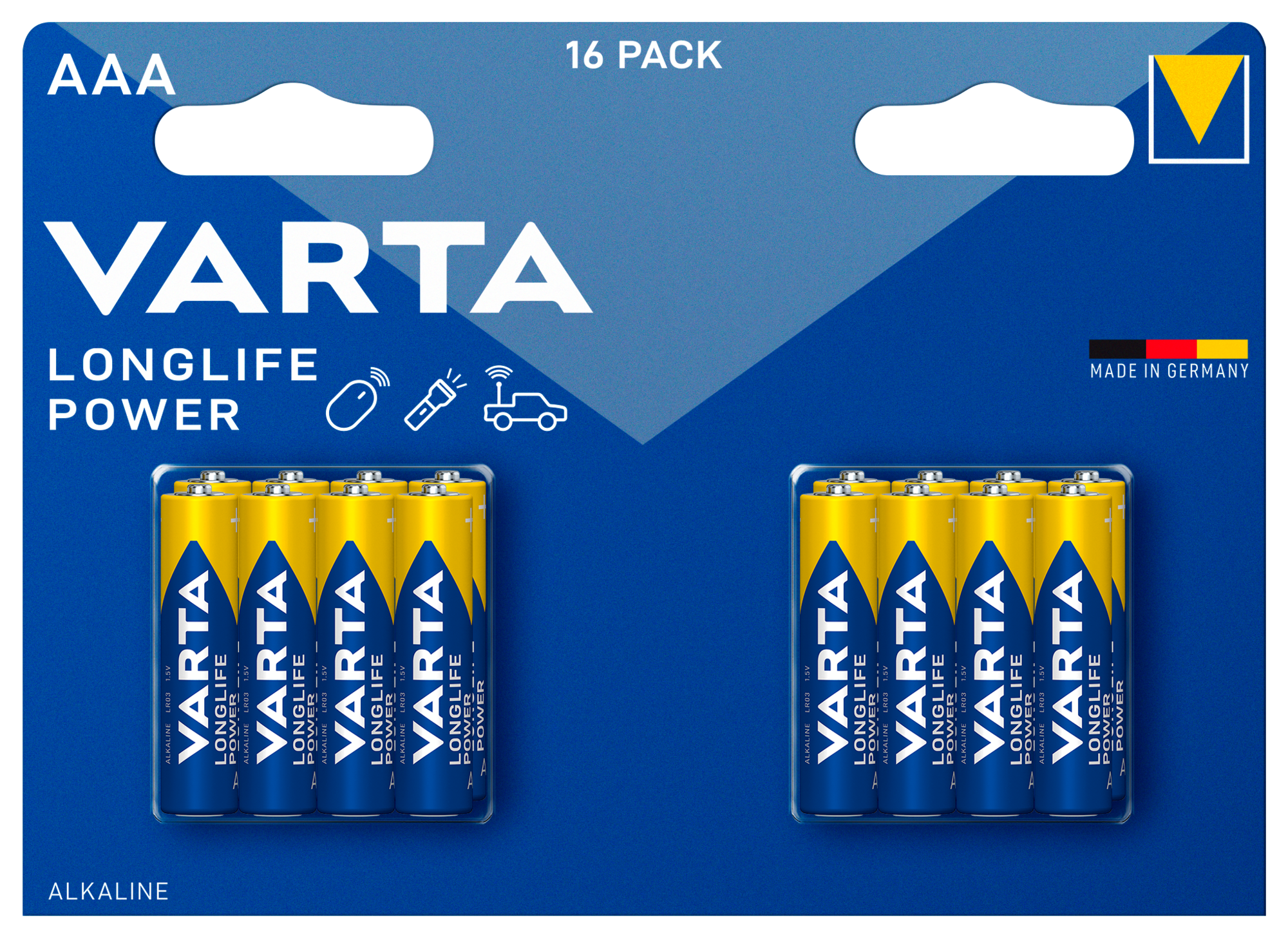 VARTA piles alcalines longlife power x16  code EAN 4008496021390 