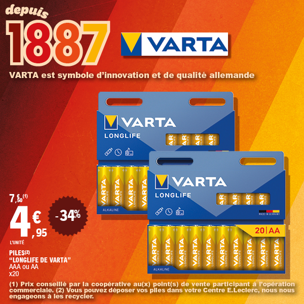 “LONGLIFE DE VARTA” PILES(1) code EAN 4008496067626 