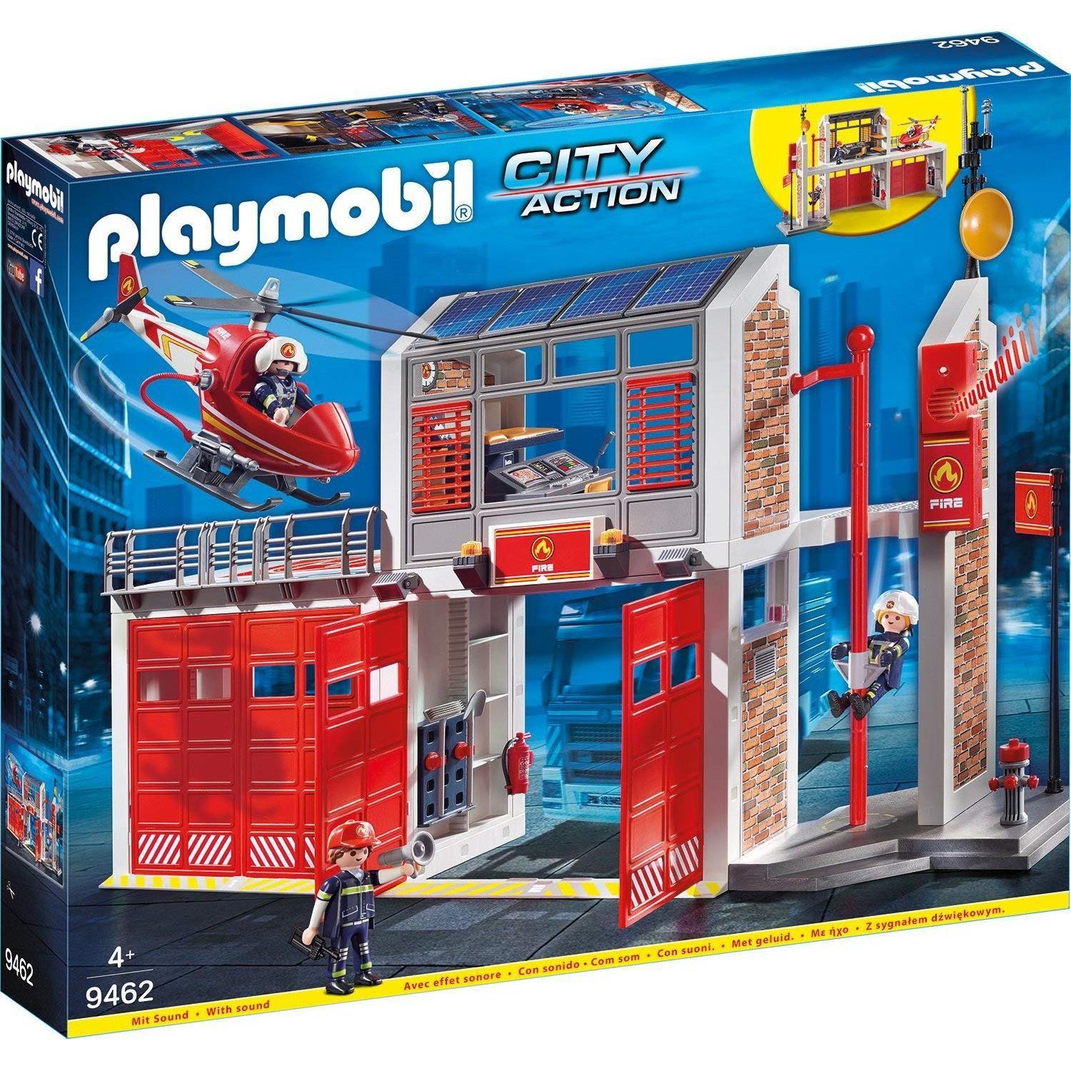 Caserne de pompiers avec hélicoptère 9462 PLAYM...