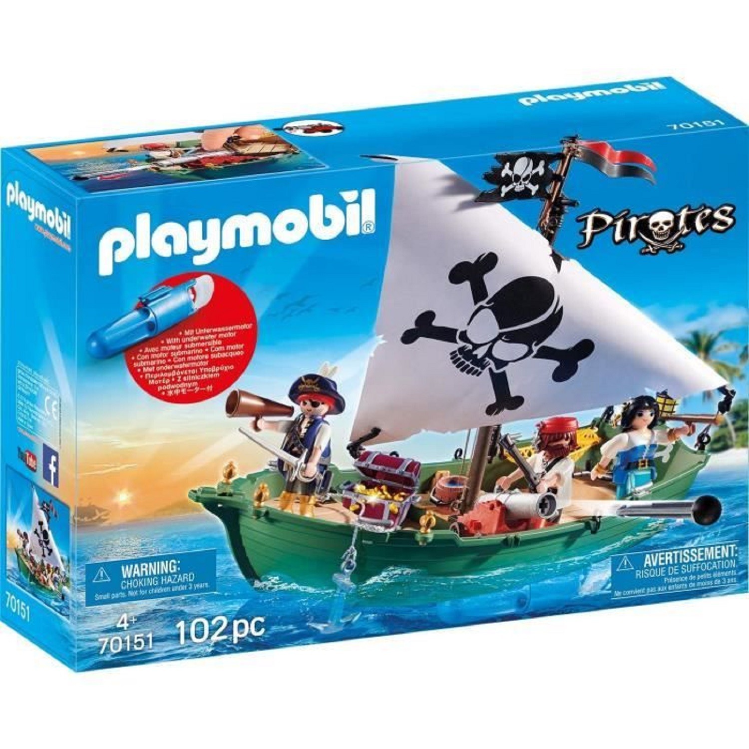 PLAYMOBIL Chaloupe des pirates avec moteur submers 70151 PLAYMOBIL code EAN 4008789701510 