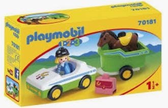 CAVALIÈRE AVEC VOITURE ET REMORQUE PLAYMOBIL 4008789701817 