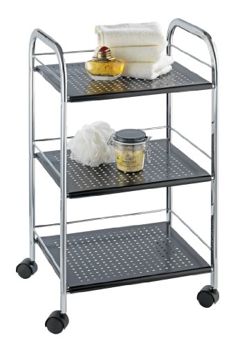 18746100 étagère 3 étages à roulettes noir ovalo