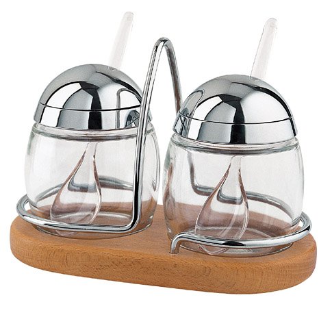 Scandic ensemble de 2 pots, bois et chrome,