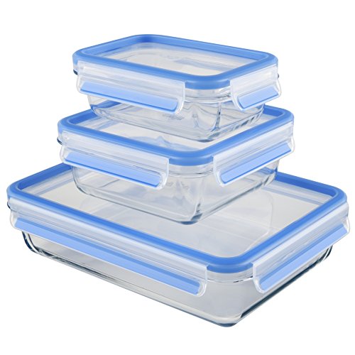 514168 lot de 3 boîtes alimentaires en verre av...