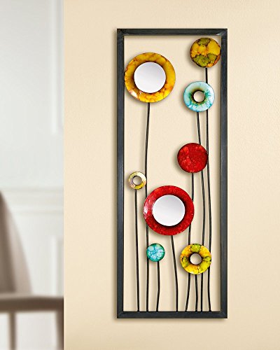 Gilde Guilde murale en métal relief fleurs Multicolore circulaire, avec deux petits miroirs 69921 30 x 81 CM 4009079699210 (4009079699210)