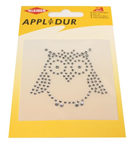 8 x 8 cm strass thermocollant effet diamant, hibou