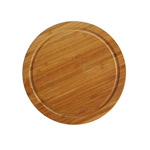 Assiettes viande en bois rigole ronde 25 cm bambou