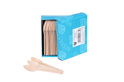 GRÄWE lot de 100 cuillères jetables en bois pet...