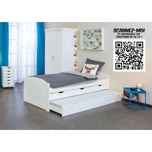 Lit Gigogne 90X190Cm + 3 Tiroirs Ulli 4010340292405 