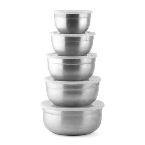 21220 lot de 5 saladiers en acier inoxydable av...