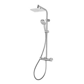  Colonne de douche thermostatique avec pommeau + douchette + flexible + barre réglable, chrome, Hansgrohe Myselect 240 SoftCube code EAN 4011097781006 