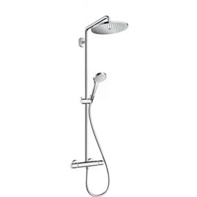  Colonne de douche thermostatique avec pommeau + douchette 3 jets + flexible + barre réglable, Hansgrohe Showerpipe Croma S280 code EAN 4011097801711 