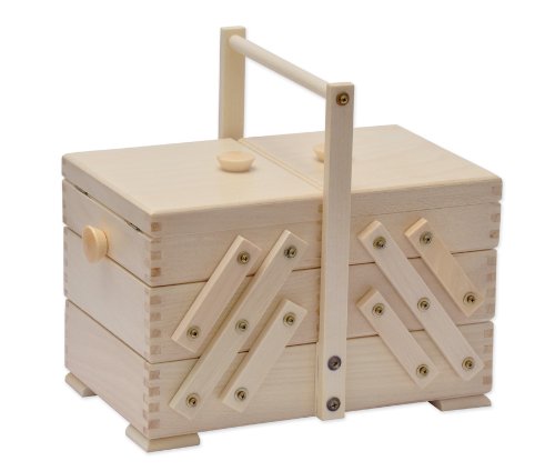Aumueller Boîte à couture en bois de peuplier teinte claire 30 x 18 x 26 cm 4011599112001 (4011599112001)