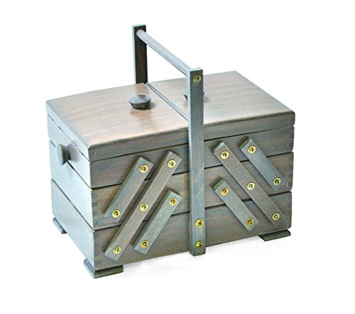 Aumueller Boîte: 30 x 18 x 26 cm-boîte à couture en bois de peuplier gris ancien 4011599544512 (4011599544512)